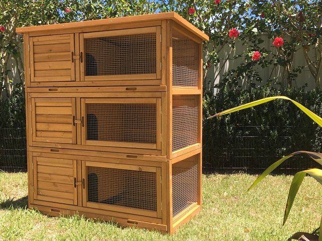 Wooden Tri level Rabbit Hutch