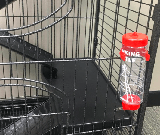 The Cooper Ferret Cage comes with a drinking bottle