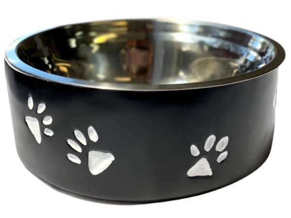 Bowl - Black with white paws