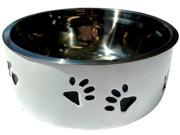 Bowl - White with black paws